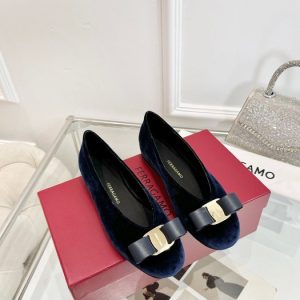 Ferragamo Navy Women shoes Yupoo 1:1