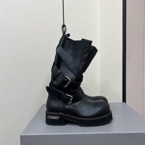 Balenciaga Triple S Distressed Leather Sneakers Black White Top 1:1 Quality