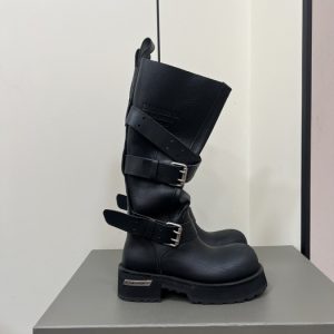 Balenciaga Triple S Distressed Leather Sneakers Black White Top 1:1 Quality