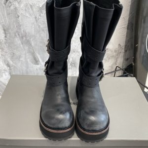 Balenciaga Triple S Distressed Leather Sneakers Black White Top 1:1 Quality