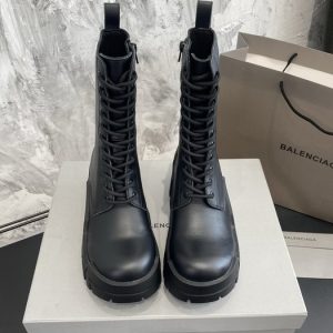 Balenciaga Triple S Distressed Leather Sneakers Black White Top 1:1 Quality