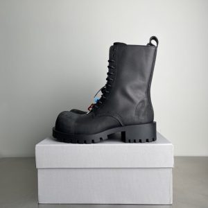 Balenciaga Triple S Distressed Leather Sneakers Black White Top 1:1 Quality