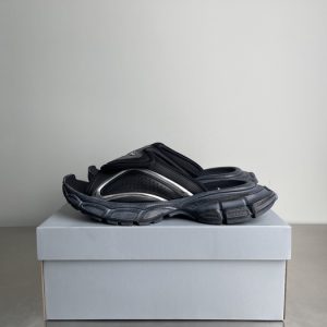 Balenciaga Triple S Distressed Leather Sneakers Black White Top 1:1 Quality