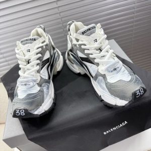 Balenciaga Triple S Distressed Leather Sneakers Black White Top 1:1 Quality