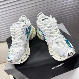 Balenciaga Triple S Distressed Leather Sneakers Black White Top 1:1 Quality