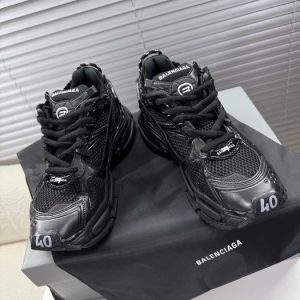Balenciaga Triple S Distressed Leather Sneakers Black White Top 1:1 Quality