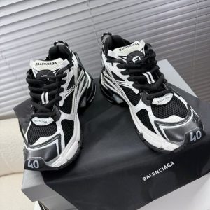 Balenciaga Triple S Distressed Leather Sneakers Black White Top 1:1 Quality