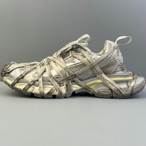 Balenciaga Triple S Distressed Leather Sneakers Black White Top 1:1 Quality