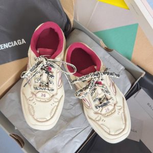 Balenciaga Triple S Distressed Leather Sneakers Black White Top 1:1 Quality