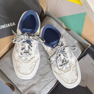 Balenciaga Triple S Distressed Leather Sneakers Black White Top 1:1 Quality
