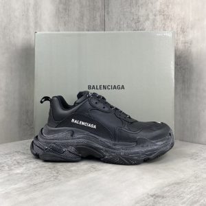 Balenciaga Triple S Distressed Leather Sneakers Black White Top 1:1 Quality