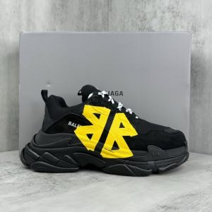 Balenciaga Triple S Distressed Leather Sneakers Black White Top 1:1 Quality