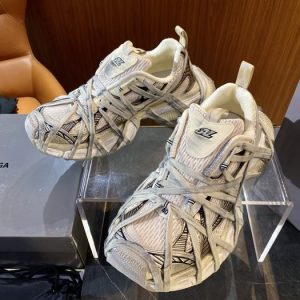 Balenciaga Triple S Distressed Leather Sneakers Black White Top 1:1 Quality