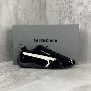 Balenciaga Triple S Distressed Leather Sneakers Black White Top 1:1 Quality
