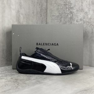 Balenciaga Triple S Distressed Leather Sneakers Black White Top 1:1 Quality