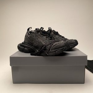 Balenciaga Triple S Distressed Leather Sneakers Black White Top 1:1 Quality