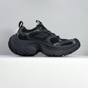 Balenciaga Triple S Distressed Leather Sneakers Black White Top 1:1 Quality