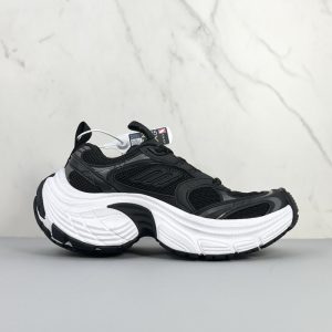 Balenciaga Triple S Distressed Leather Sneakers Black White Top 1:1 Quality