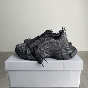 Balenciaga Triple S Distressed Leather Sneakers Black White Top 1:1 Quality