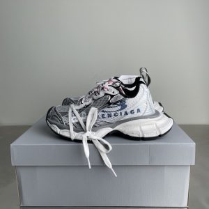 Balenciaga Triple S Distressed Leather Sneakers Black White Top 1:1 Quality