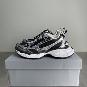 Balenciaga Triple S Distressed Leather Sneakers Black White Top 1:1 Quality