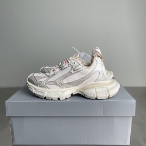 Balenciaga Triple S Distressed Leather Sneakers Black White Top 1:1 Quality