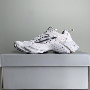 Balenciaga Triple S Distressed Leather Sneakers Black White Top 1:1 Quality