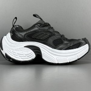 Balenciaga Triple S Distressed Leather Sneakers Black White Top 1:1 Quality