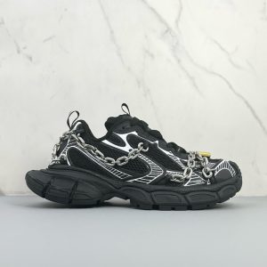 Balenciaga Triple S Distressed Leather Sneakers Black White Top 1:1 Quality