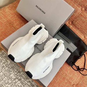 Balenciaga Triple S Distressed Leather Sneakers Black White Top 1:1 Quality
