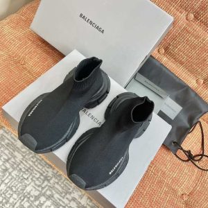 Balenciaga Triple S Distressed Leather Sneakers Black White Top 1:1 Quality