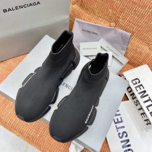 Balenciaga Triple S Distressed Leather Sneakers Black White Top 1:1 Quality