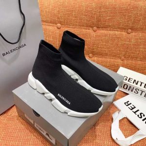 Balenciaga Triple S Distressed Leather Sneakers Black White Top 1:1 Quality