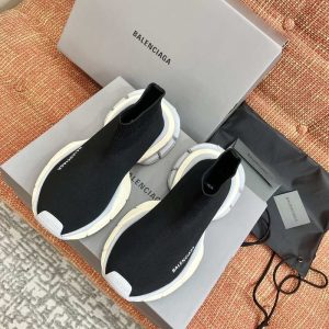 Balenciaga Triple S Distressed Leather Sneakers Black White Top 1:1 Quality