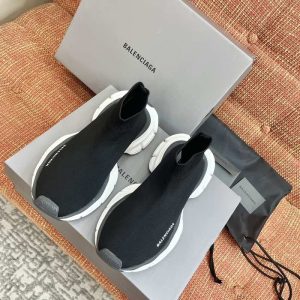 Balenciaga Triple S Distressed Leather Sneakers Black White Top 1:1 Quality